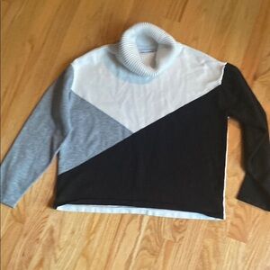 Colorblock Turtleneck Sweater - Black, Gray, and White